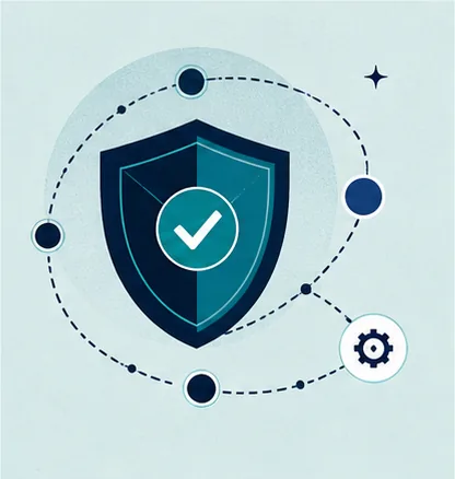 A security shield surrounded by an automated patching orbit
