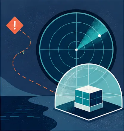 A radar detecting an incoming risk before it reaches a protected system